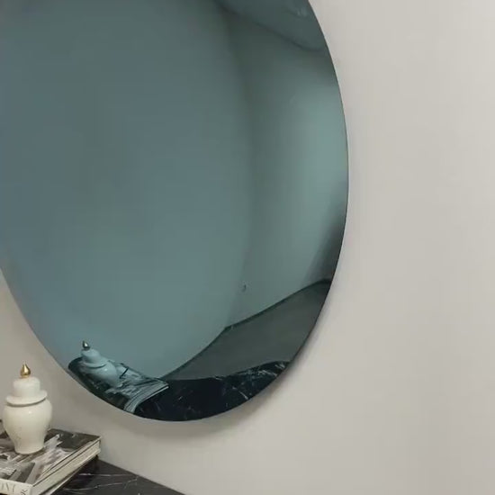 Contemporary Convex Mirror wih Concave Mirror,  Inspired by Space Age decor, Blue Mirror, Hand crafted, Mirror Wall Decor, Curve Mirror