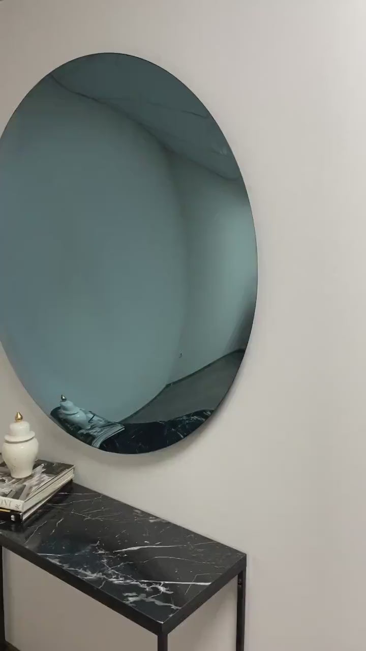 Contemporary Convex Mirror wih Concave Mirror,  Inspired by Space Age decor, Blue Mirror, Hand crafted, Mirror Wall Decor, Curve Mirror