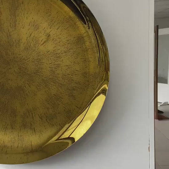 Modern Sculptural Concave Gold Mirror, Contemporary Concave Mirror, Space Age Decor, Hand Crafted, Antique Style Mirror