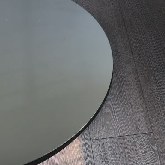 Fracture™ - Contemporary Round Frameless Mirror with Copper Detailed, Hand crafted, Copper Round Mirror