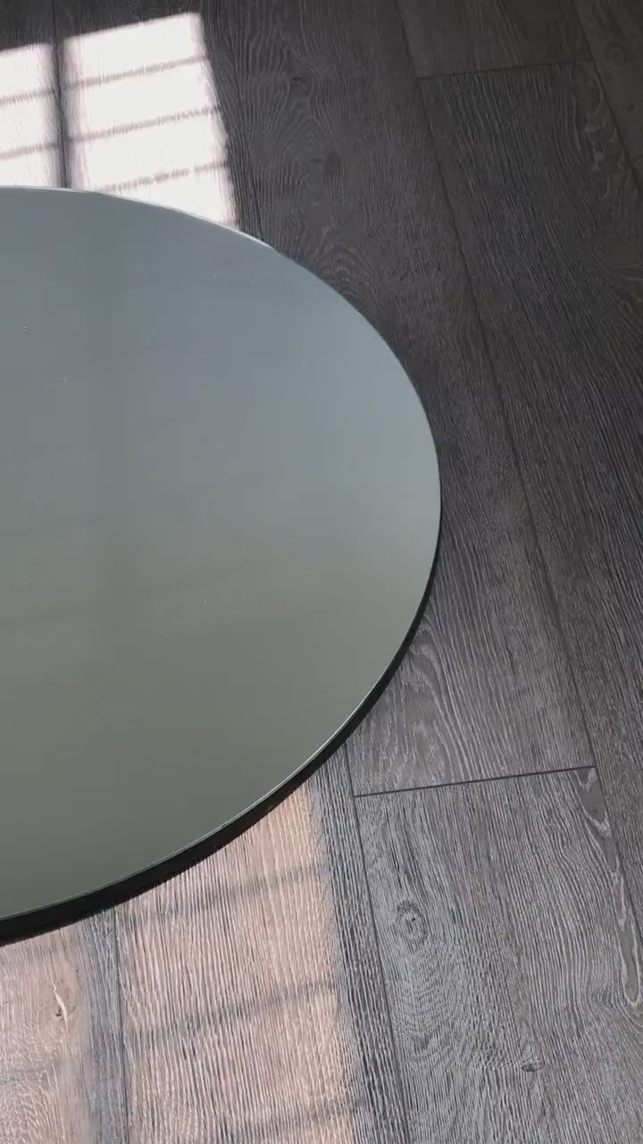 Fracture™ - Contemporary Round Frameless Mirror with Copper Detailed, Hand crafted, Copper Round Mirror