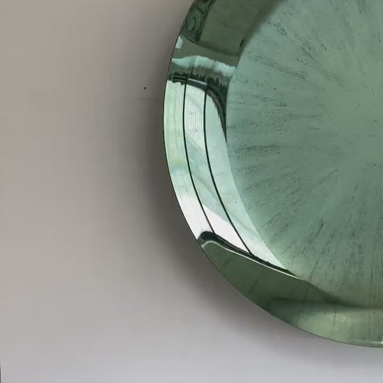 Modern Sculptural Concave Green Mirror, Contemporary Concave Mirror, Space Age Decor, Hand Crafted