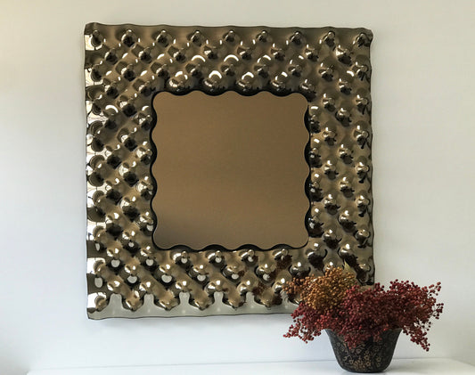 Bubble™, Bronze Tinted Square Mirror, The Fused Mirror, Hand Crafted, Wall Mirror, Space Age