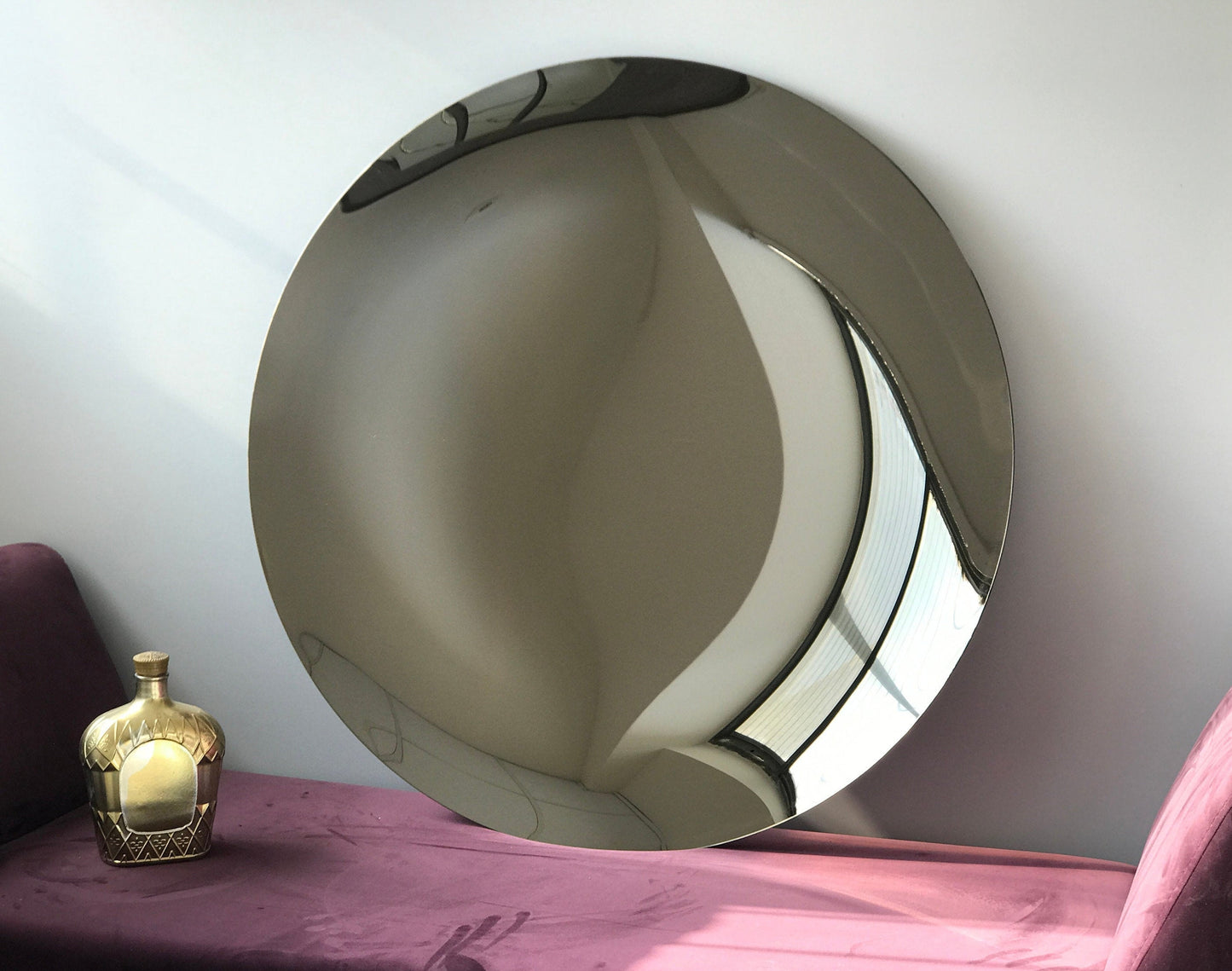 Contemporary Concave Mirror, Inspired by Space Age Decor, Bronze Mirror, Contemporary Mirror, Hand crafted, Mirror Wall Decor, Curve Mirror