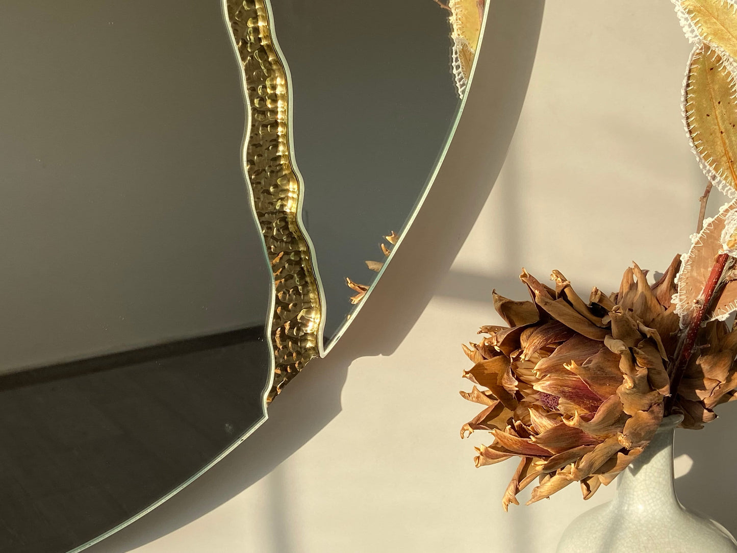 Fracture™ - Contemporary İrregular Mirror with Brass Detailed, Hand crafted, Aesthetic Mirror