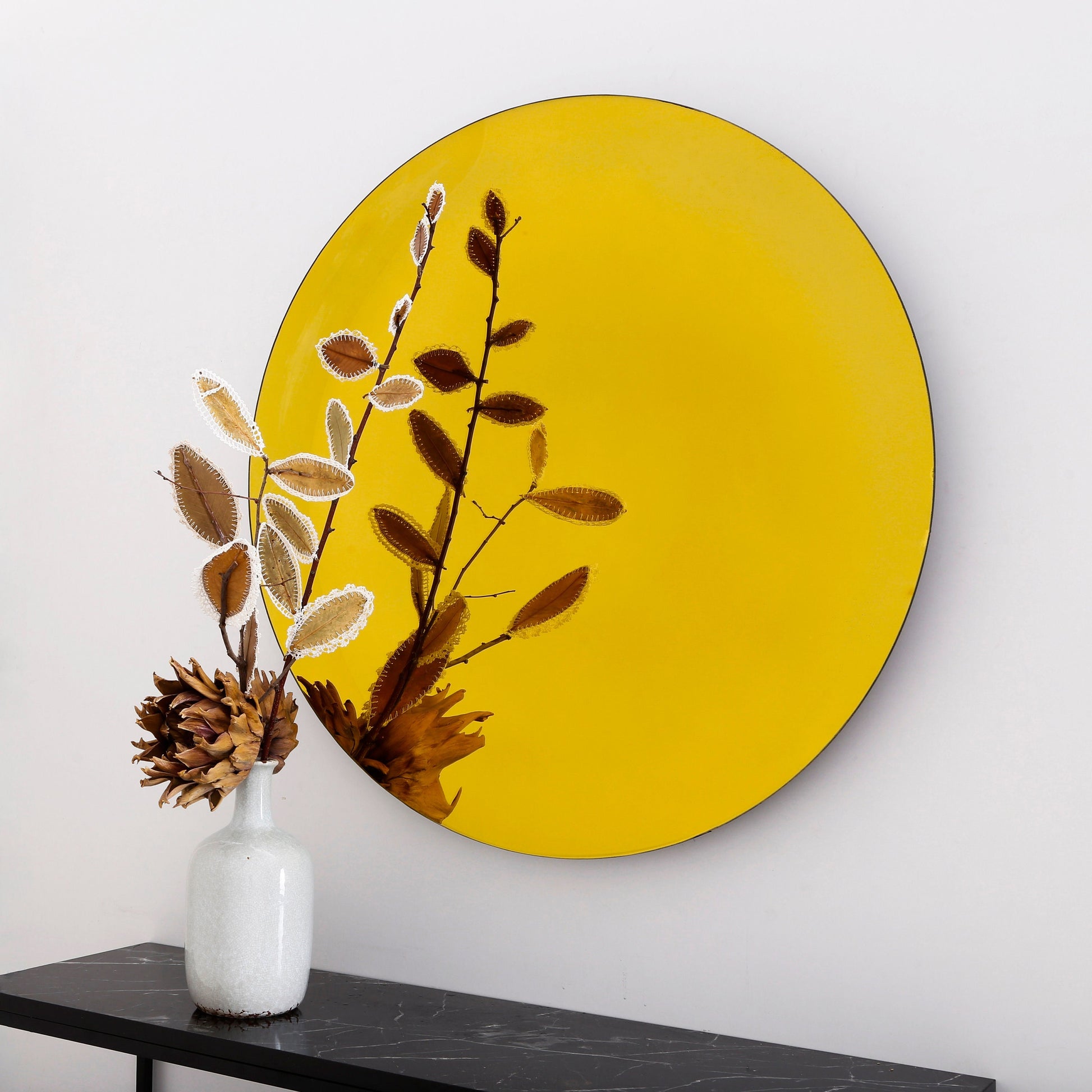 Contemporary Concave Mirror, Inspired by Space Age Decor, Gold Mirror, Contemporary Mirror, Hand crafted, Mirror Wall Decor, Curve Mirror