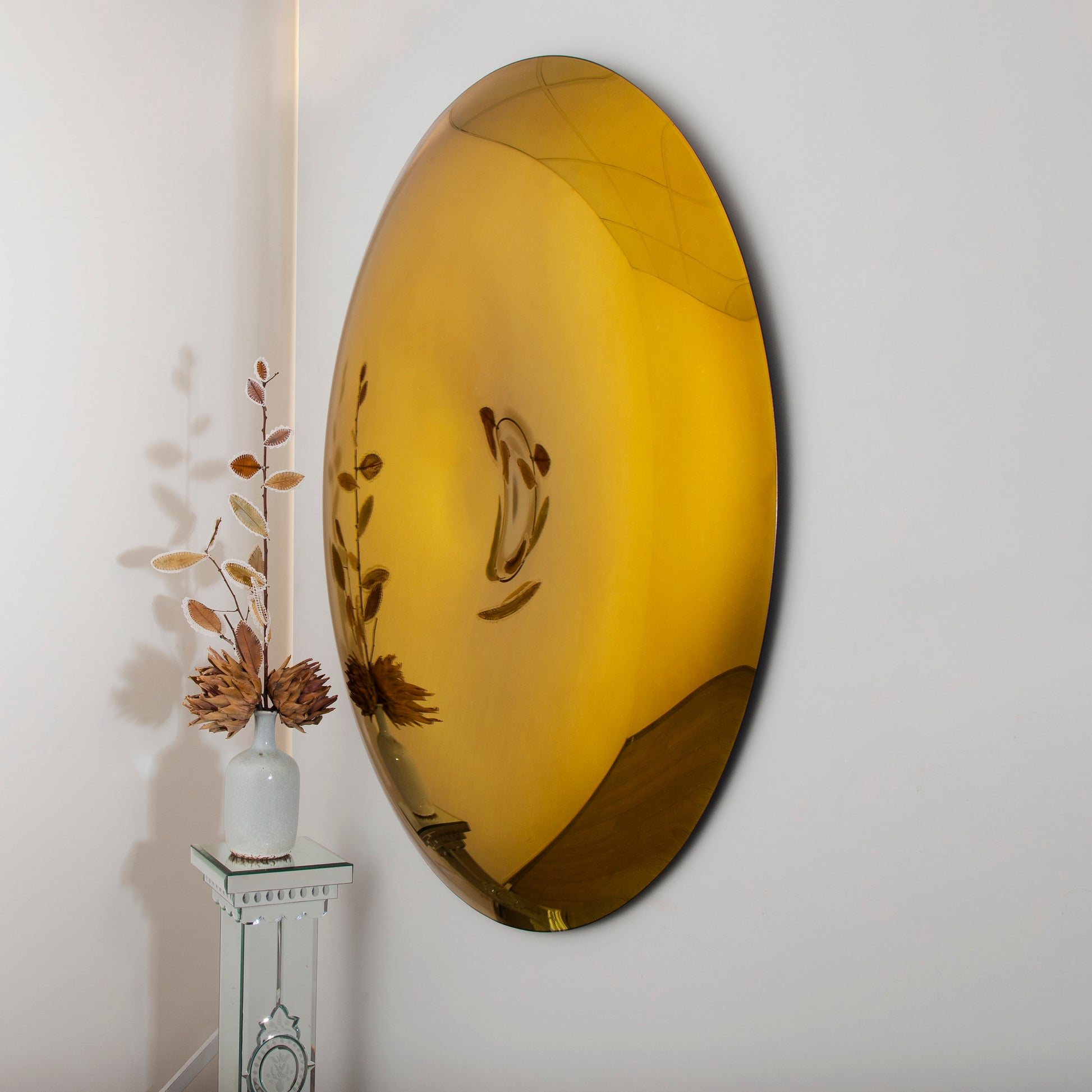 Contemporary Convex Mirror wih Concave Mirror, Inspired by Space Age decor, Gold Mirror, Hand crafted, Mirror Wall Decor, Curve Mirror