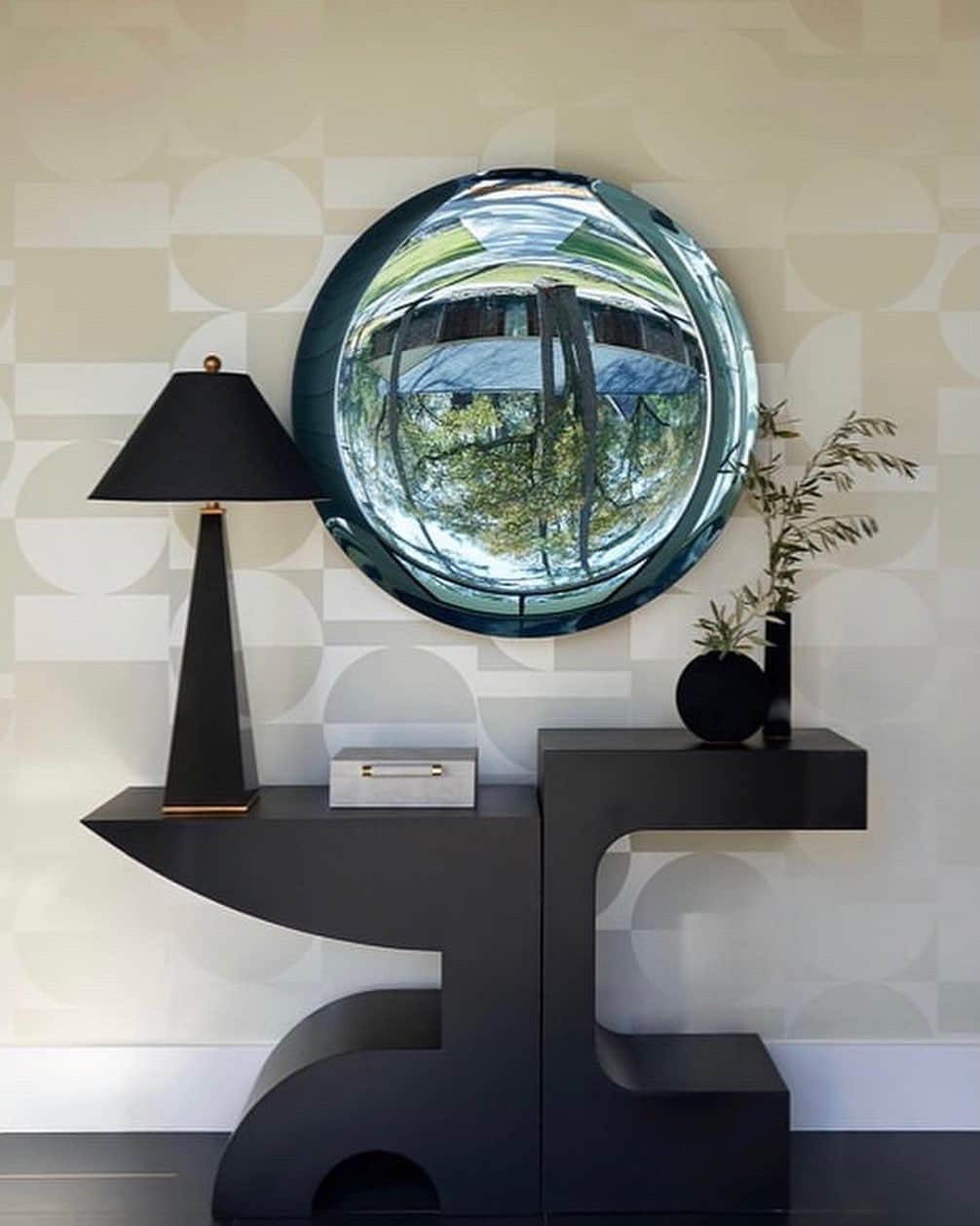 Contemporary Concave Mirror, Inspired by Space Age decor, Blue Mirror, Contemporary Mirror, Hand crafted, Mirror Wall Decor, Curve Mirror