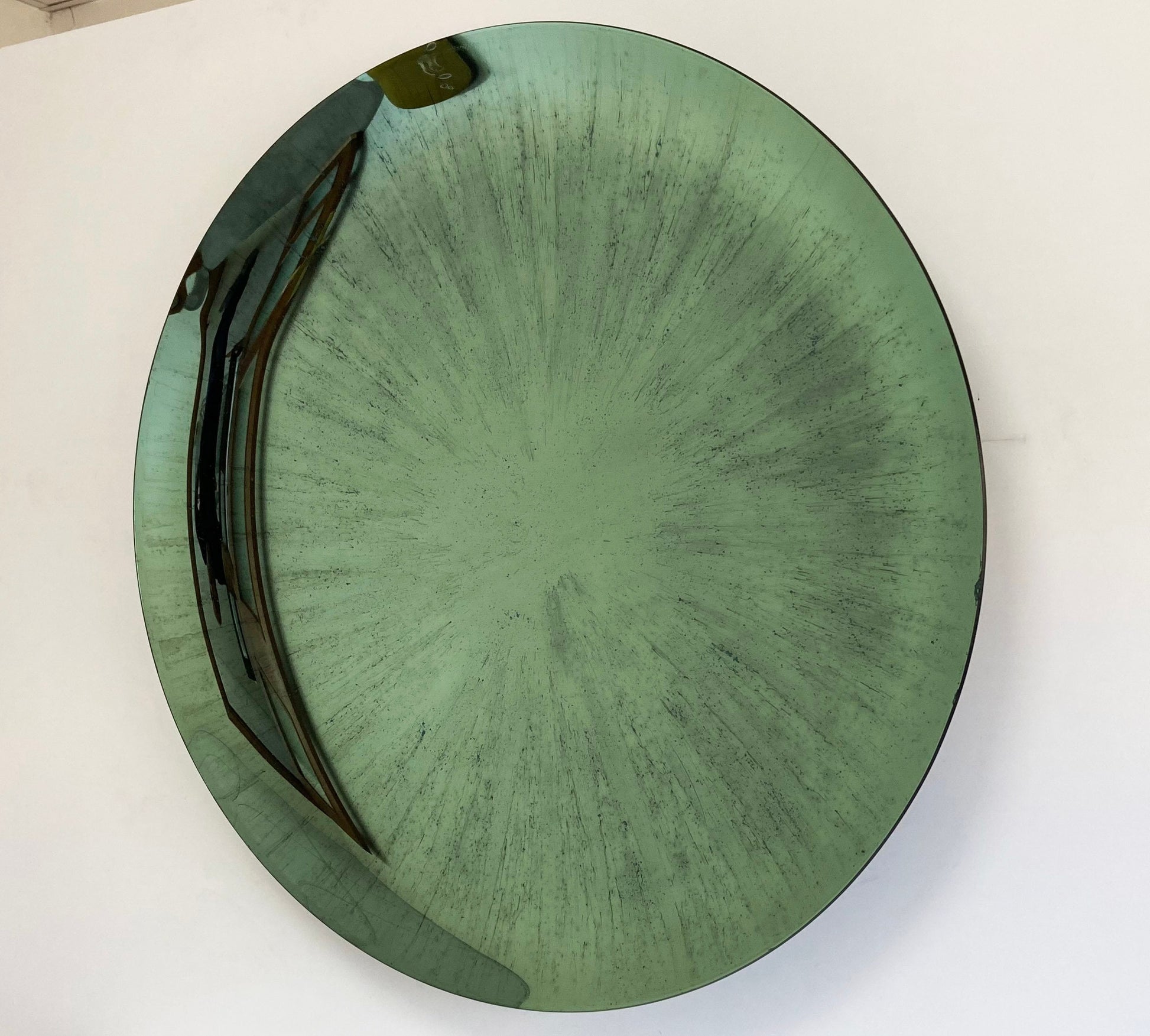 Modern Sculptural Concave Green Mirror, Contemporary Concave Mirror, Space Age Decor, Hand Crafted