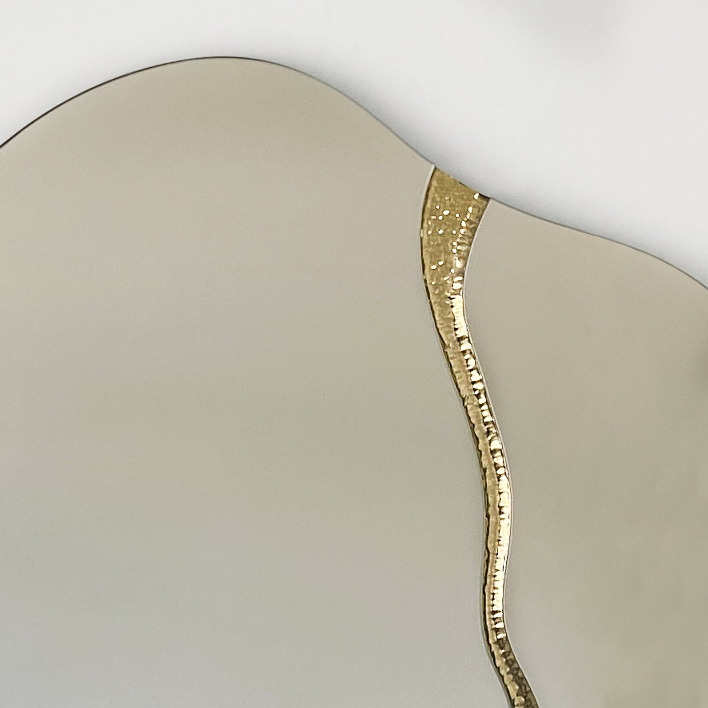 Fracture™ - Contemporary İrregular Mirror with Brass Detailed, Hand crafted, Organic Shape Mirror, Hand Crafted Frameless Mirror