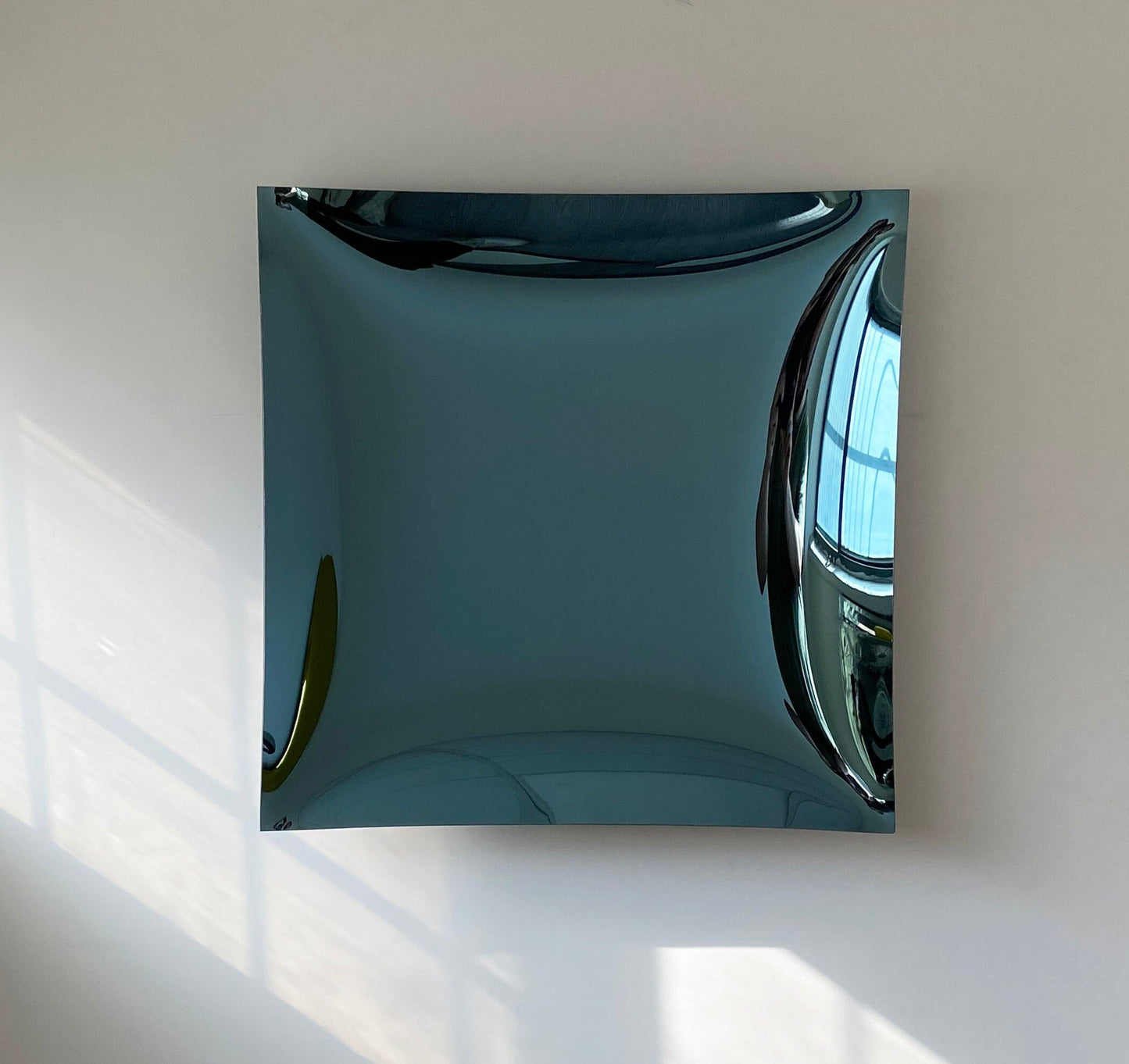 Contemporary Square Concave Mirror, Inspired by Space Age decor, Blue Mirror, Contemporary Mirror, Hand crafted, Mirror Wall Decor