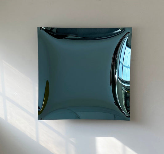 Contemporary Square Concave Mirror, Inspired by Space Age decor, Blue Mirror, Contemporary Mirror, Hand crafted, Mirror Wall Decor
