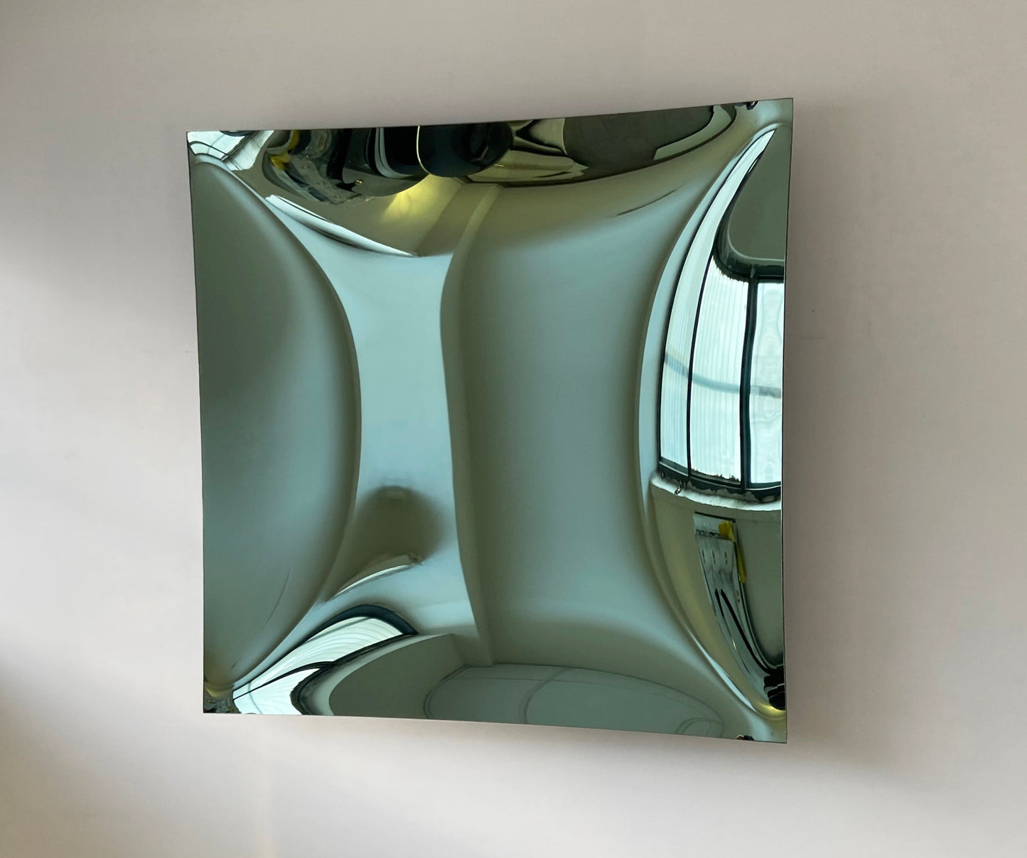 Contemporary Square Concave Mirror, Space Age decor, Green Mirror, Contemporary Mirror, Hand crafted, Mirror Wall Decor