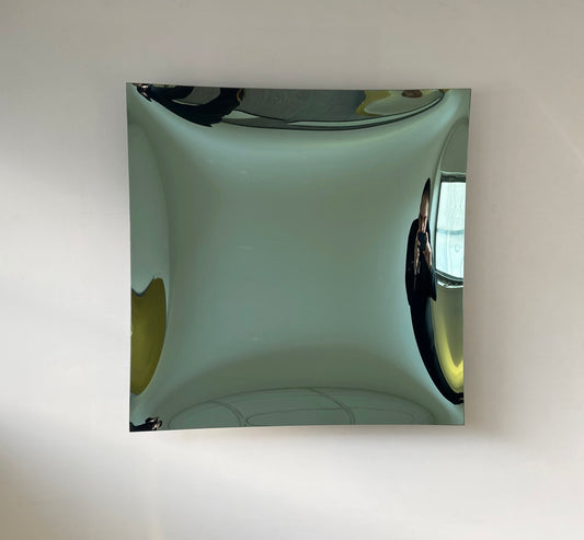 Contemporary Square Concave Mirror, Space Age decor, Green Mirror, Contemporary Mirror, Hand crafted, Mirror Wall Decor