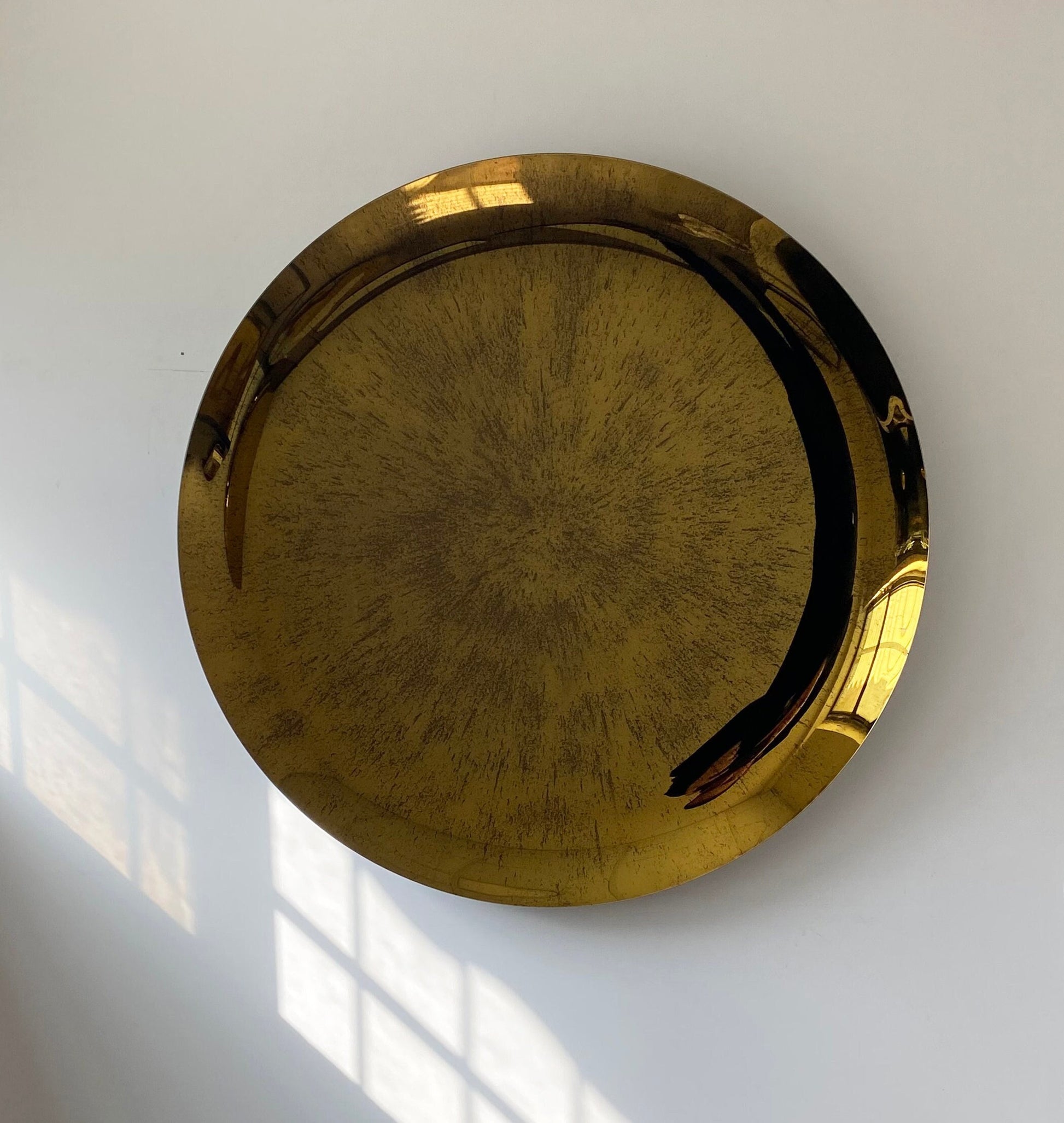 Modern Sculptural Concave Gold Mirror, Contemporary Concave Mirror, Space Age Decor, Hand Crafted, Antique Style Mirror