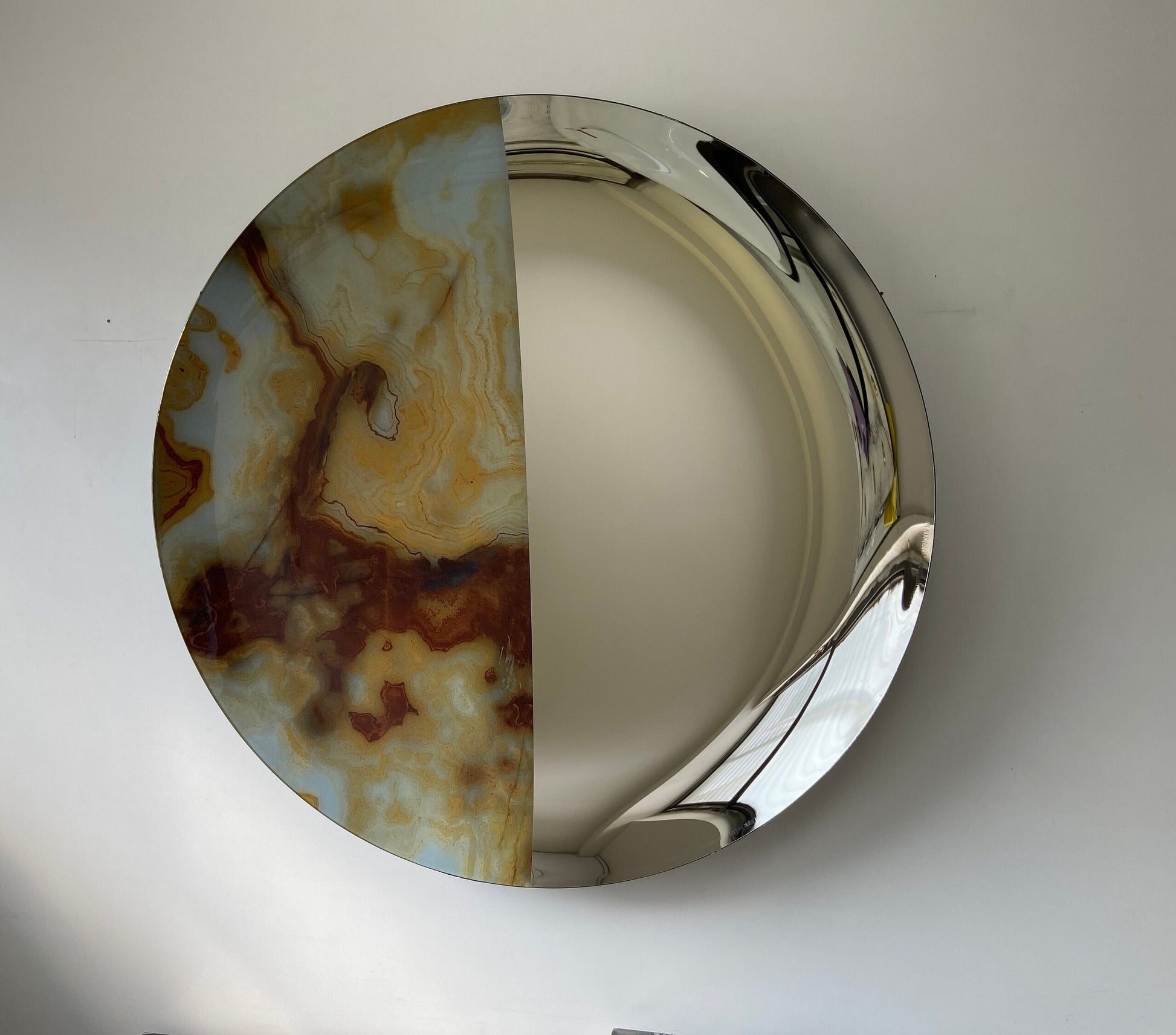 Contemporary Marble Pattern Concave Mirror, Inspired by Space Age decor, Contemporary Mirror, Hand crafted, Mirror Wall Decor, Curve Mirror