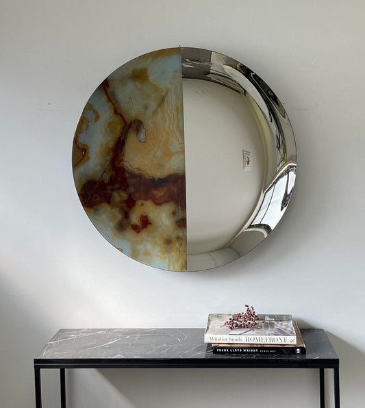 Contemporary Marble Pattern Concave Mirror, Inspired by Space Age decor, Contemporary Mirror, Hand crafted, Mirror Wall Decor, Curve Mirror